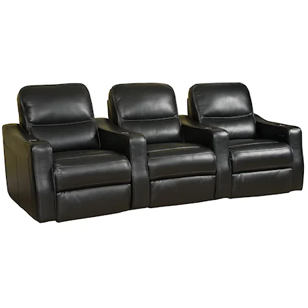 Five Piece Power Recline Theater Sectional with Cupholders